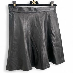 NWT Rag & Bone Black flare mini Leather skater Skirt size 2 #Y2K
